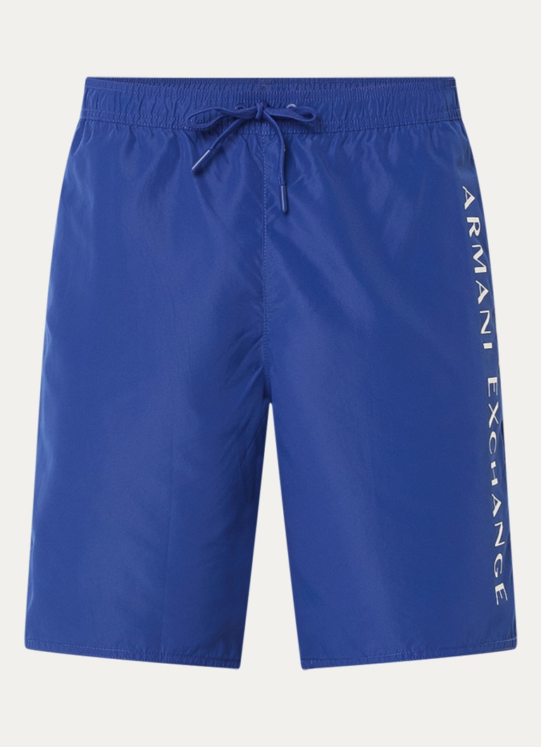 Armani Heren Zwemshort met logo en steekzakken in de kleur Kobaltblauw