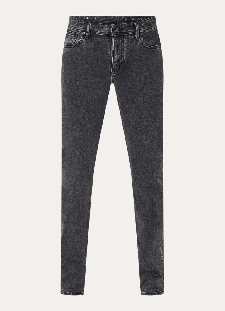 Armani Heren Slim fit jeans met medium wassing in de kleur Donkergrijs