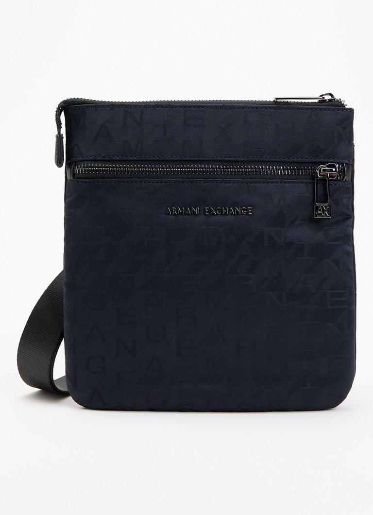 Armani Heren Crossbodytas met logoprint in de kleur Donkerblauw