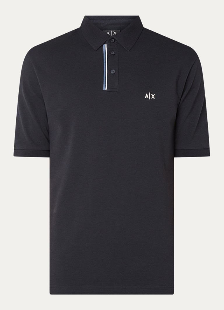 Armani Heren Regular fit polo met logo in de kleur Donkerblauw