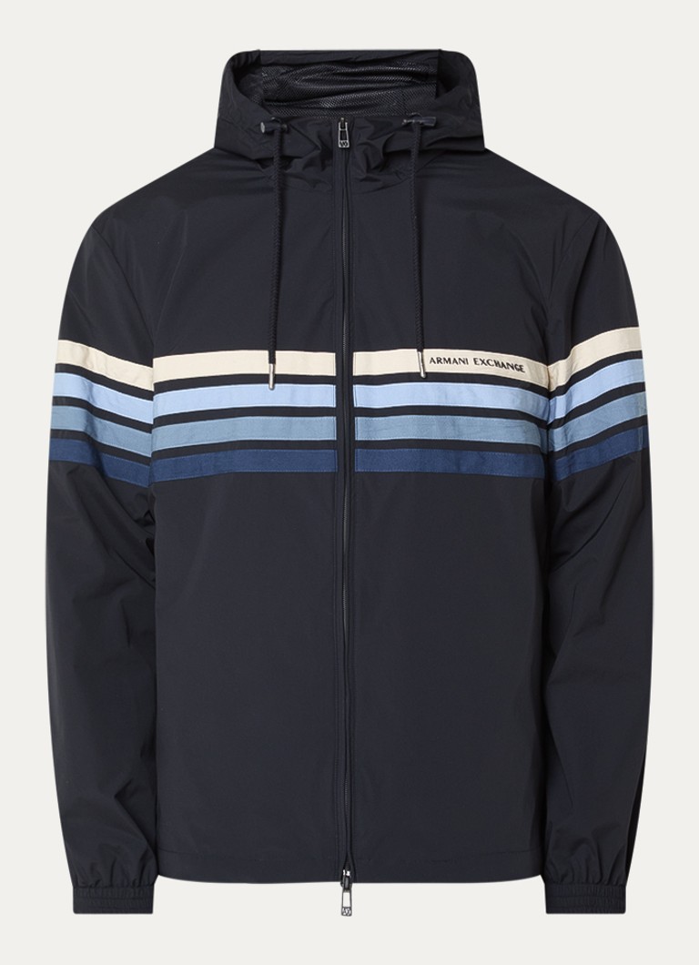 Armani Heren Jack met logo en steekzakken in de kleur Donkerblauw
