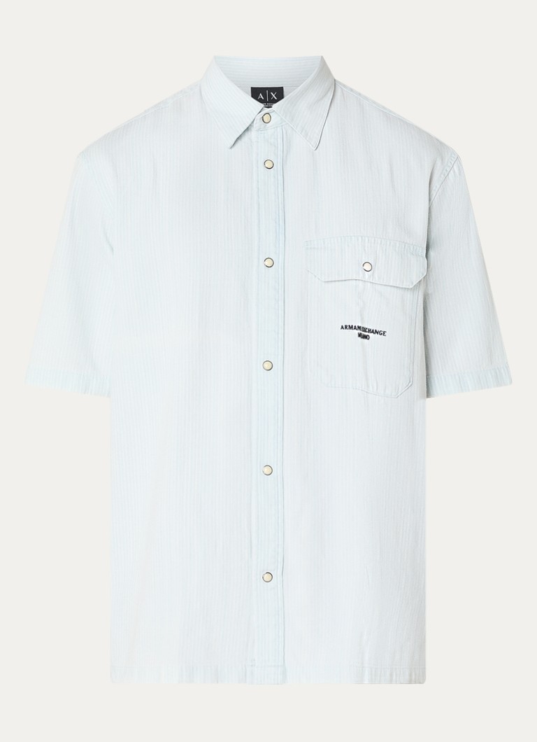 Armani Heren Regular fit overhemd met streepprint en borstzak in de kleur Lichtblauw