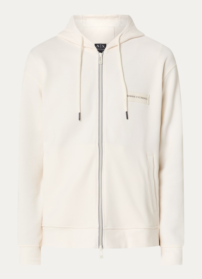 Armani Heren Sweatvest met logo en steekzakken in de kleur Gebroken wit