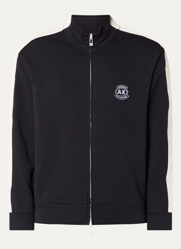 Armani Heren Sweatvest met logoborduring in de kleur Donkerblauw