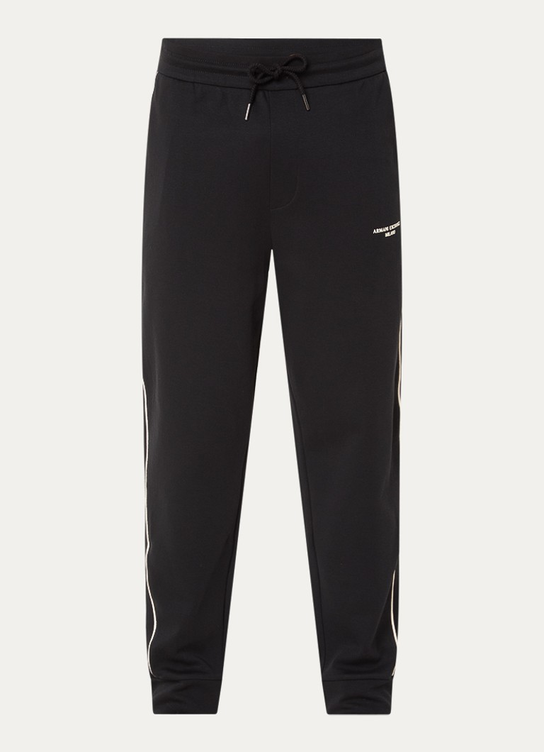 Armani Heren Tapered fit joggingbroek met logo en steekzakken in de kleur BLACK-UC001