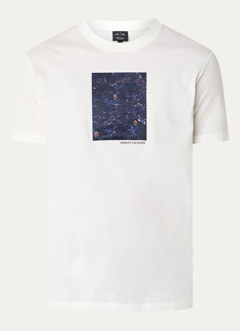 Armani Heren T-shirt met print in de kleur Gebroken wit