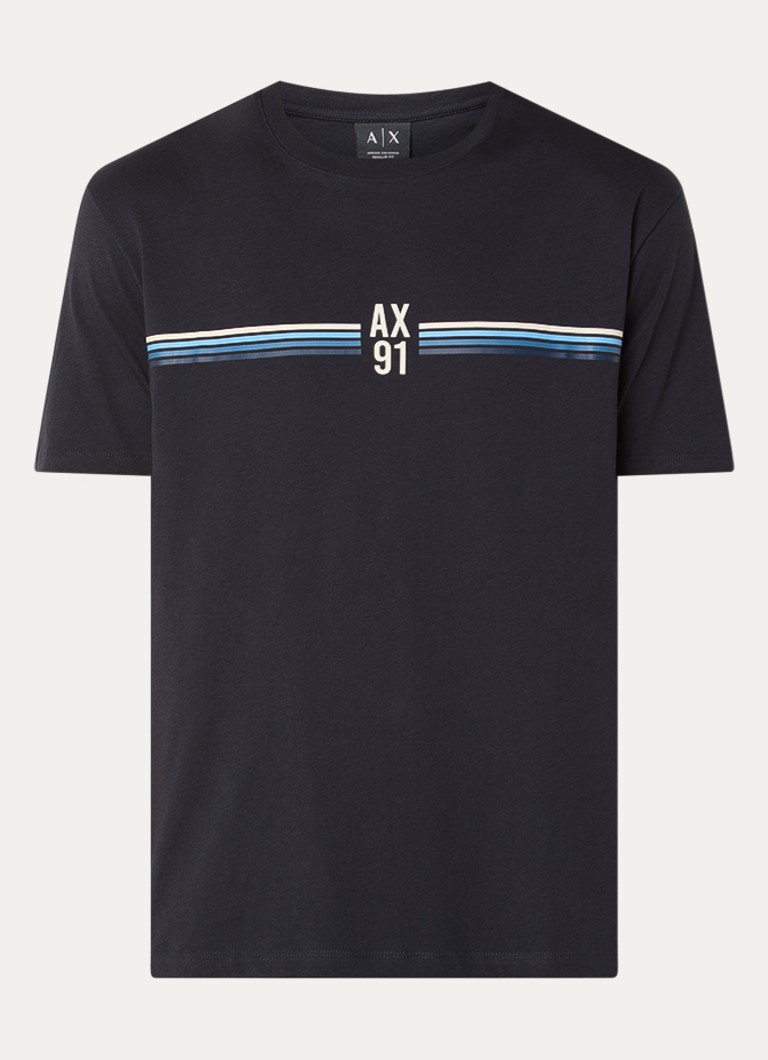 Armani Heren T-shirt met logo en print in de kleur Donkerblauw