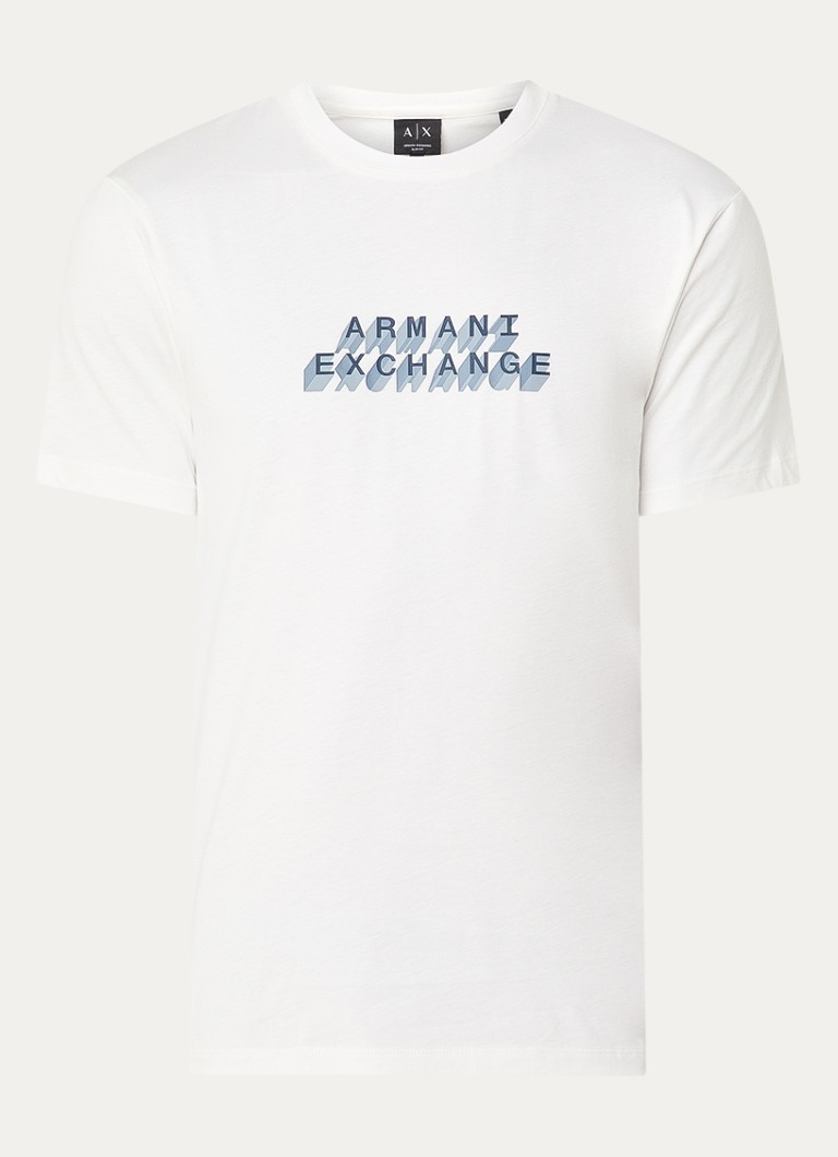 Armani Heren T-shirt met logoprint in de kleur Gebroken wit