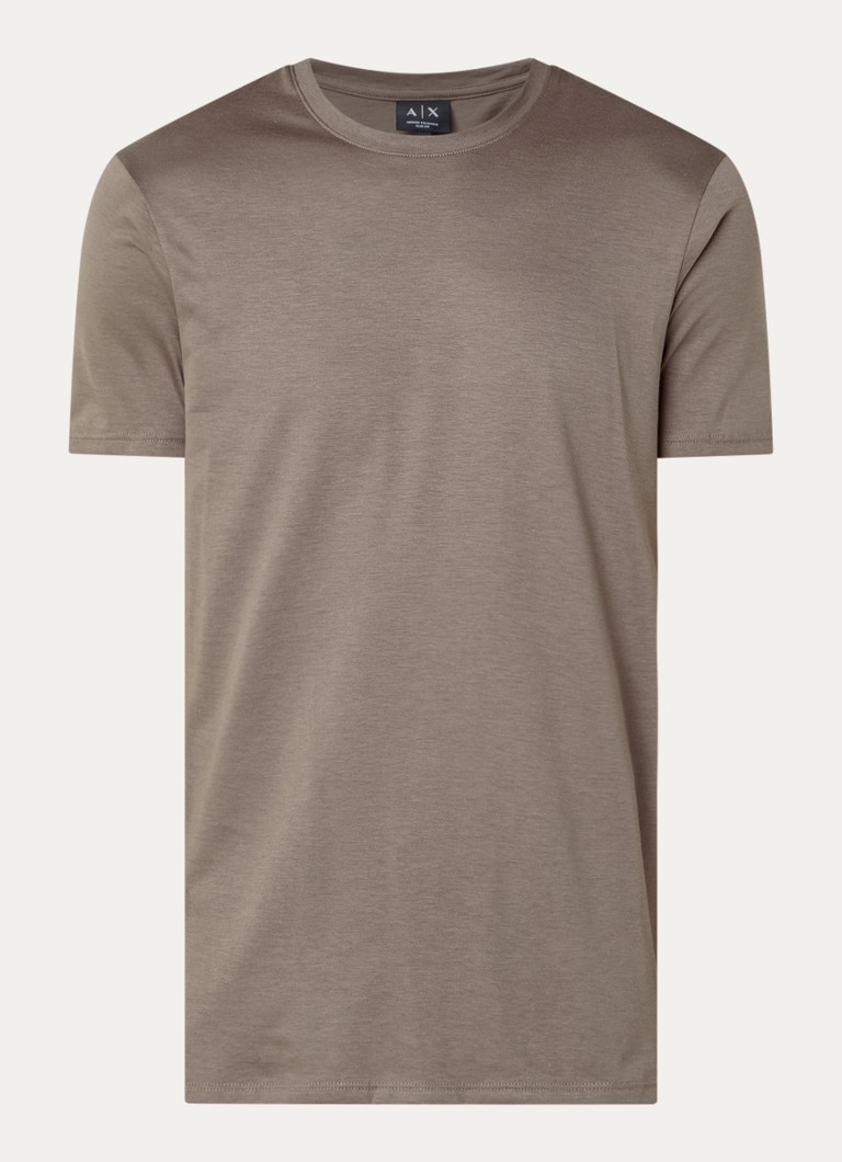 Armani Heren T-shirt met ronde hals in de kleur Donkerbeige