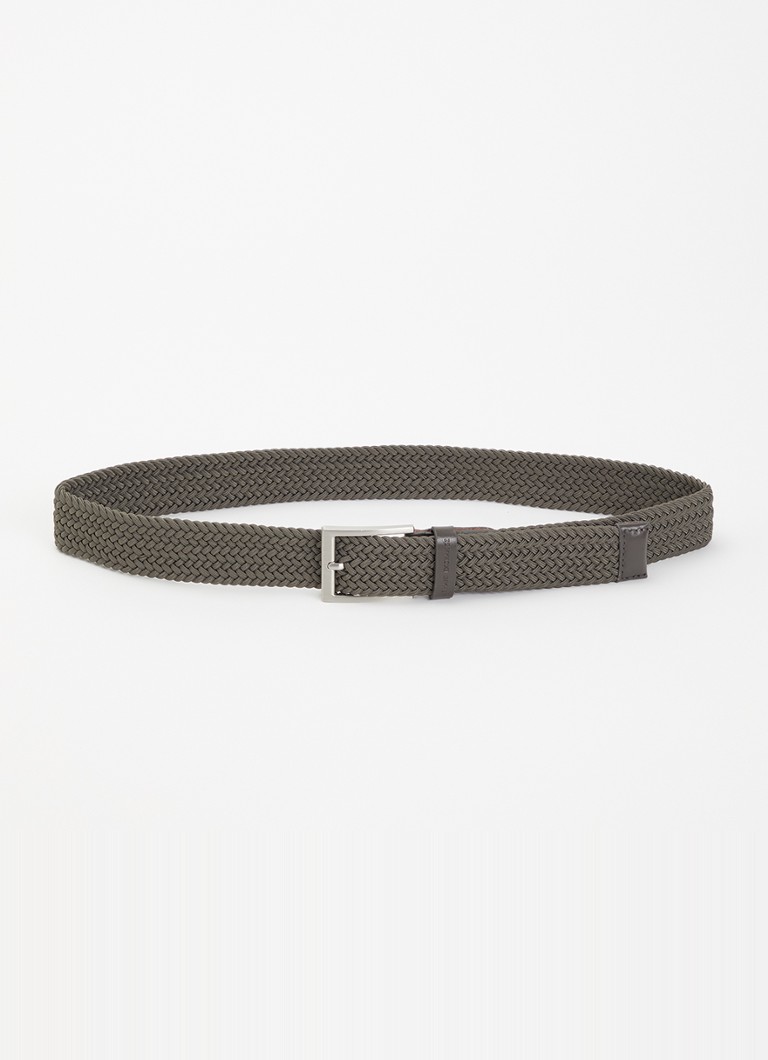 Armani Heren Gevlochten riem met leren details in de kleur Olijfgroen