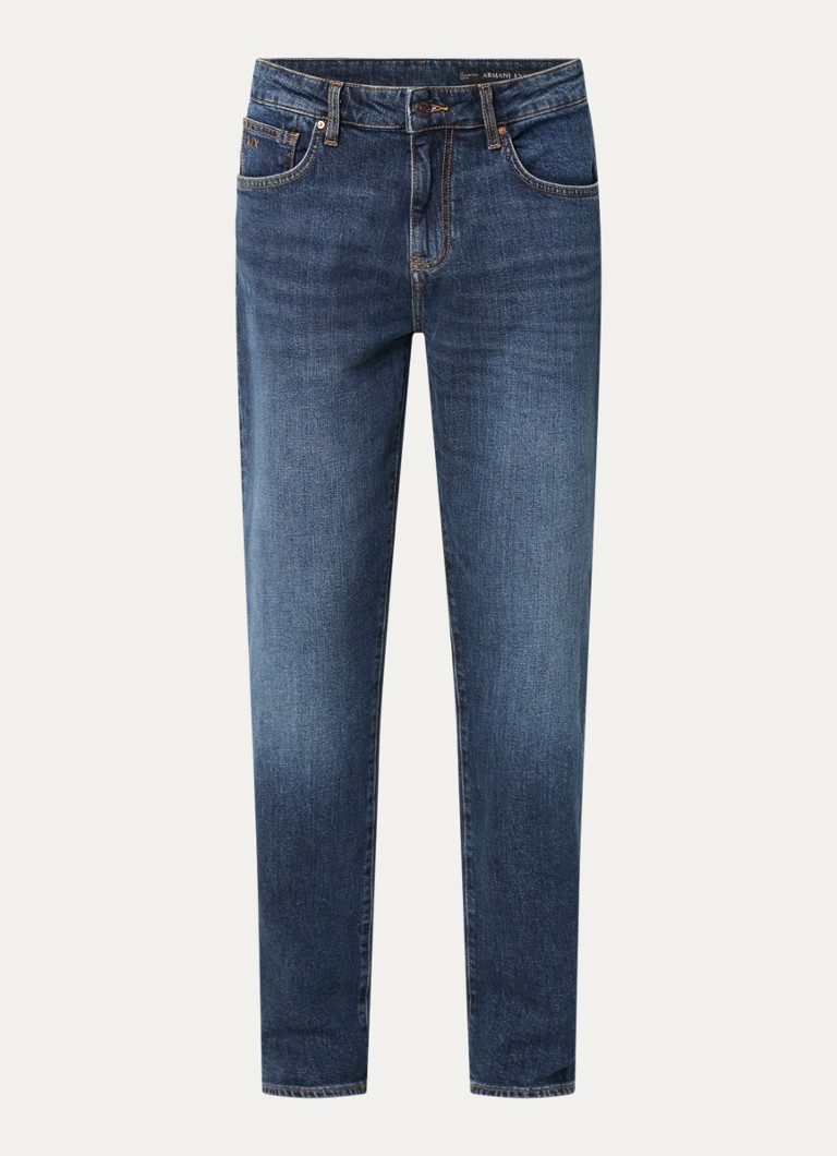 Armani Heren Slim fit jeans met medium wassing en steekzakken in de kleur Indigo