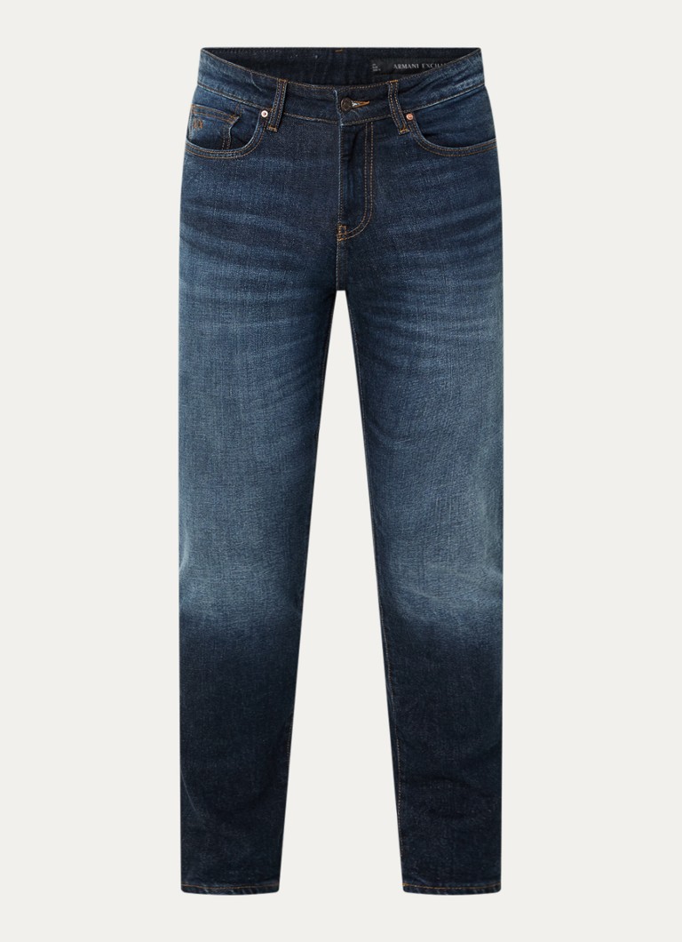 Armani Heren Slim fit jeans met donkere wassing in de kleur Indigo