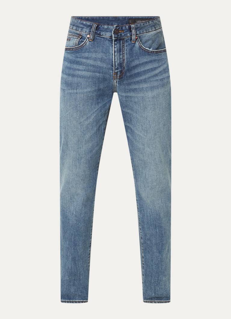 Armani Heren Slim fit jeans met medium wassing in de kleur MEDIUM BLUE DENIM-MB002