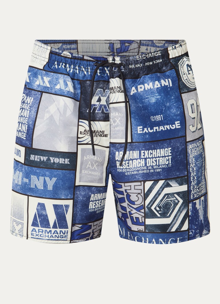 Armani Heren Zwemshorts met print in de kleur Blauw