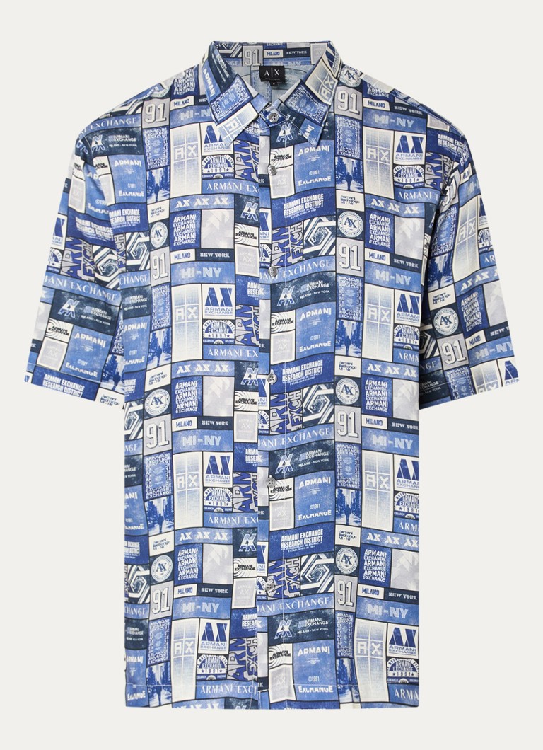 Armani Heren Regular fit overhemd met print in de kleur Blauw