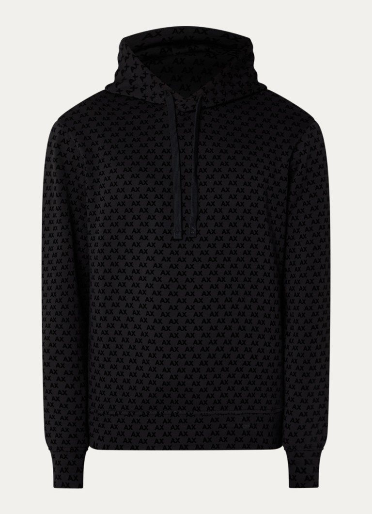 Armani Heren Hoodie met logoprint in de kleur Zwart