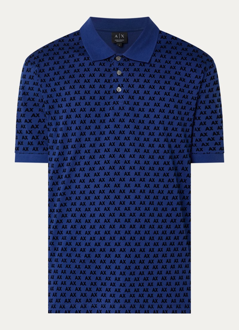 Armani Heren Regular fit polo met logoprint in de kleur Kobaltblauw