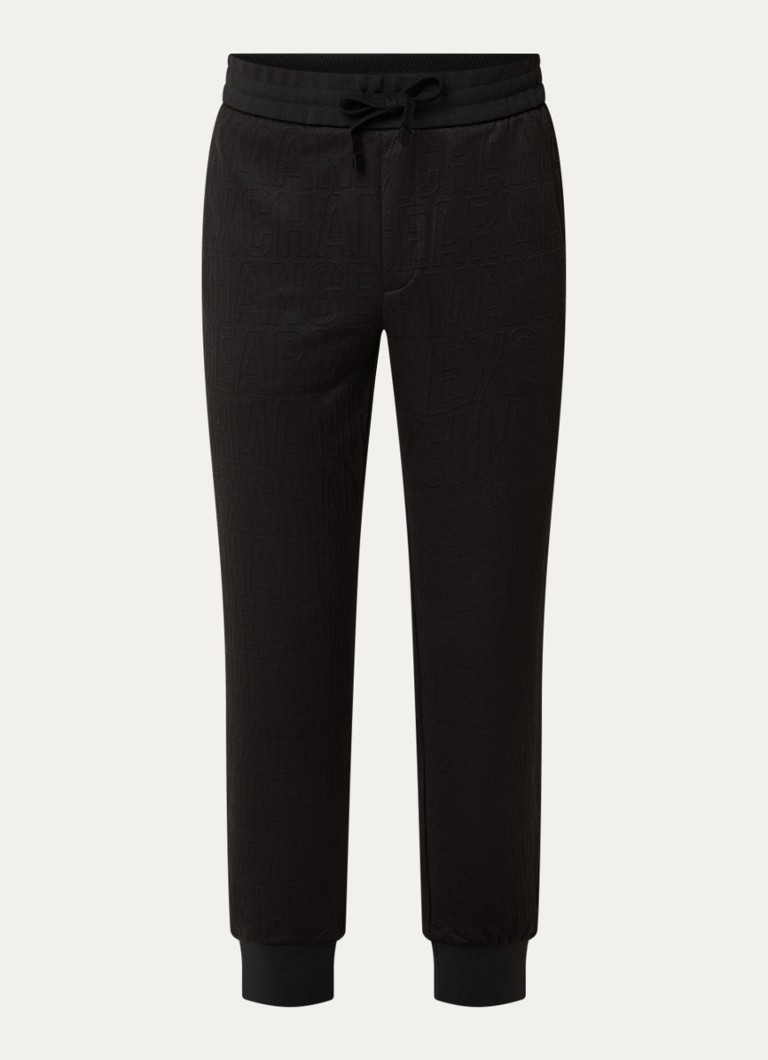 Armani Heren Tapered fit joggingbroek met structuur in de kleur Zwart