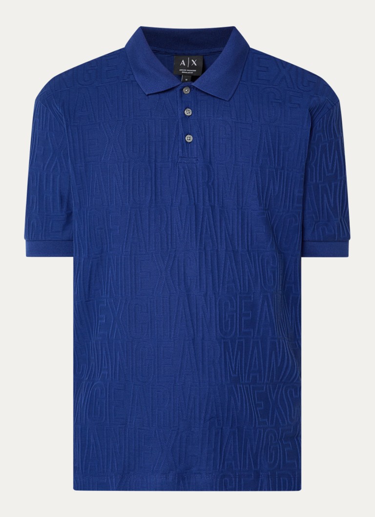 Armani Heren Regular fit polo met structuur in de kleur Kobaltblauw