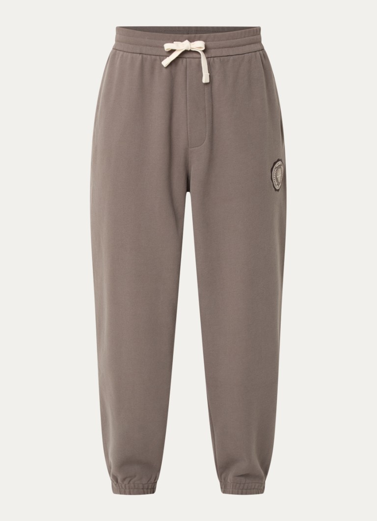 Armani Heren Tapered fit joggingbroek met logo in de kleur Lichtbruin