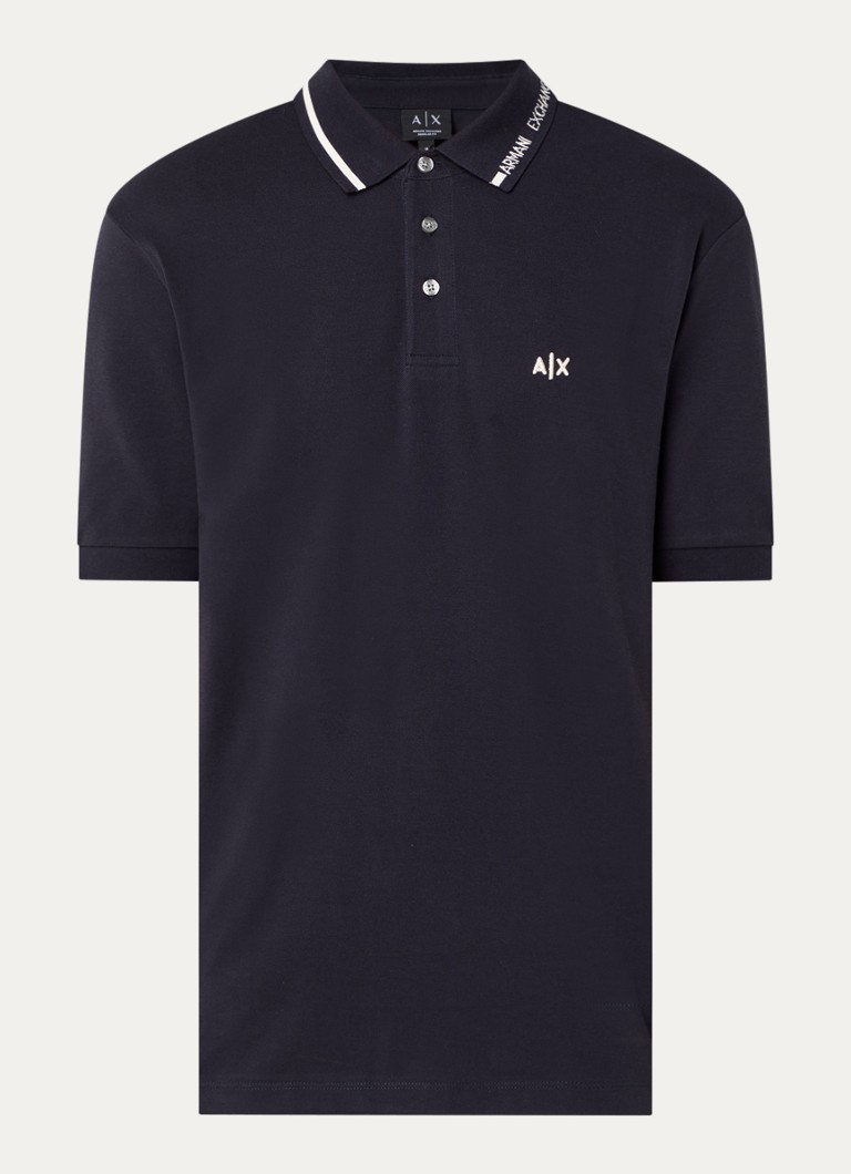 Armani Heren Regular fit polo met logoborduring in de kleur Donkerblauw