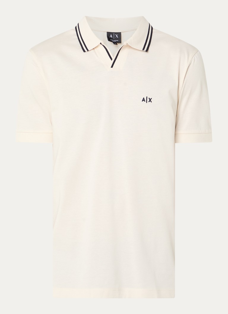 Armani Heren Regular fit polo met logoborduring in de kleur Creme