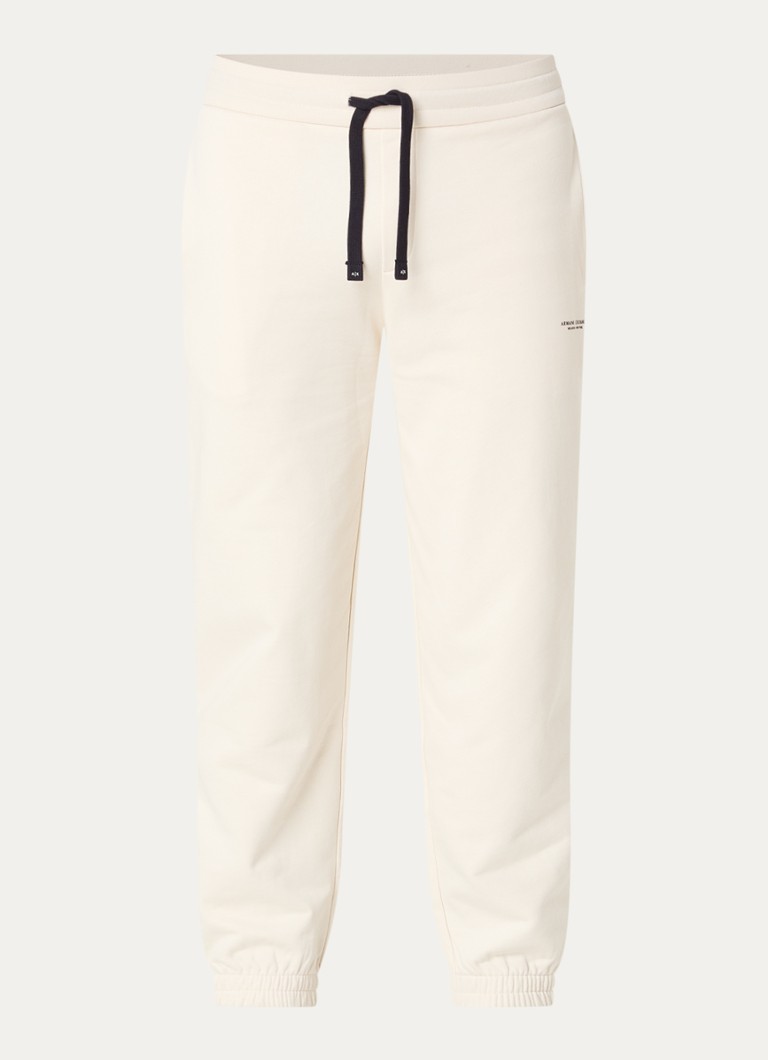 Armani Heren Tapered fit joggingbroek met trekkoord in de kleur Creme