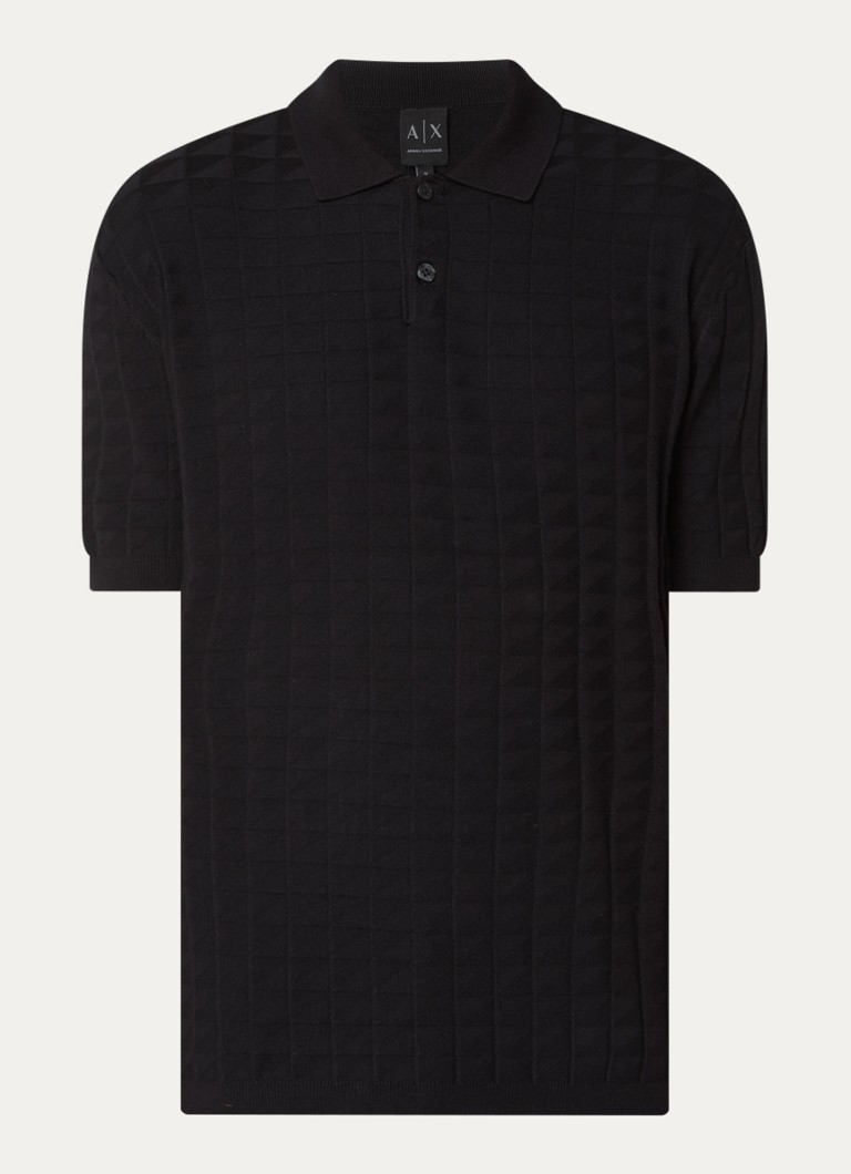 Armani Heren Regular fit polo met structuur in de kleur Donkerblauw