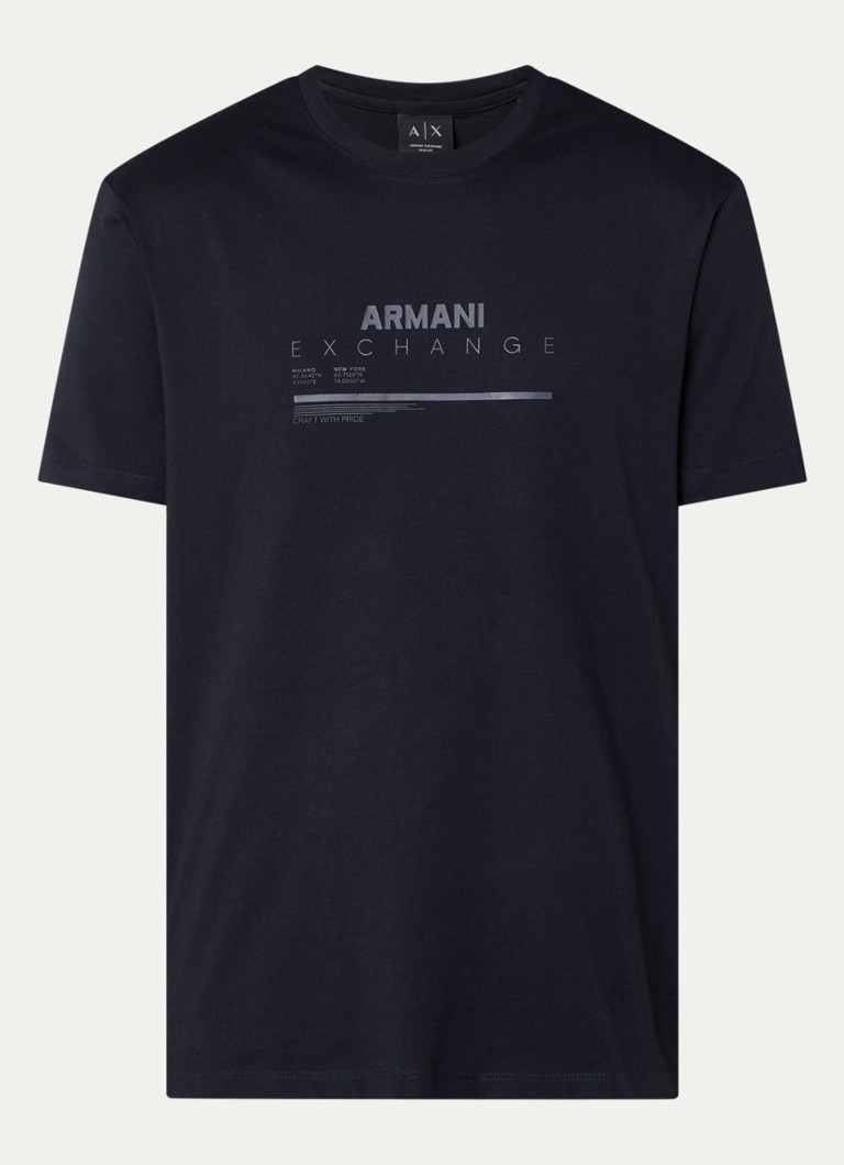 Armani Heren T-shirt met logoprint in de kleur Donkerblauw