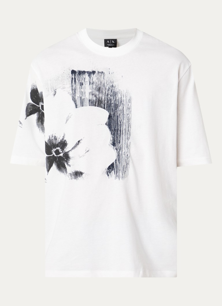 Armani Heren T-shirt met print in de kleur Gebroken wit