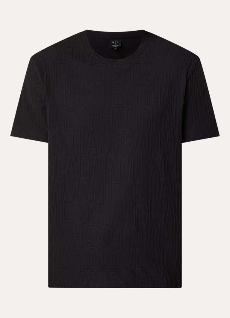 Armani Heren T-shirt met structuur in de kleur Zwart