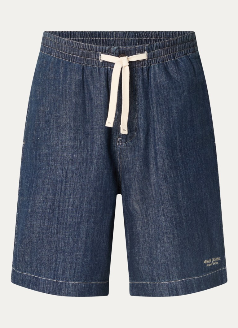 Armani Heren Wide fit korte broek van denim met steekzakken in de kleur Indigo
