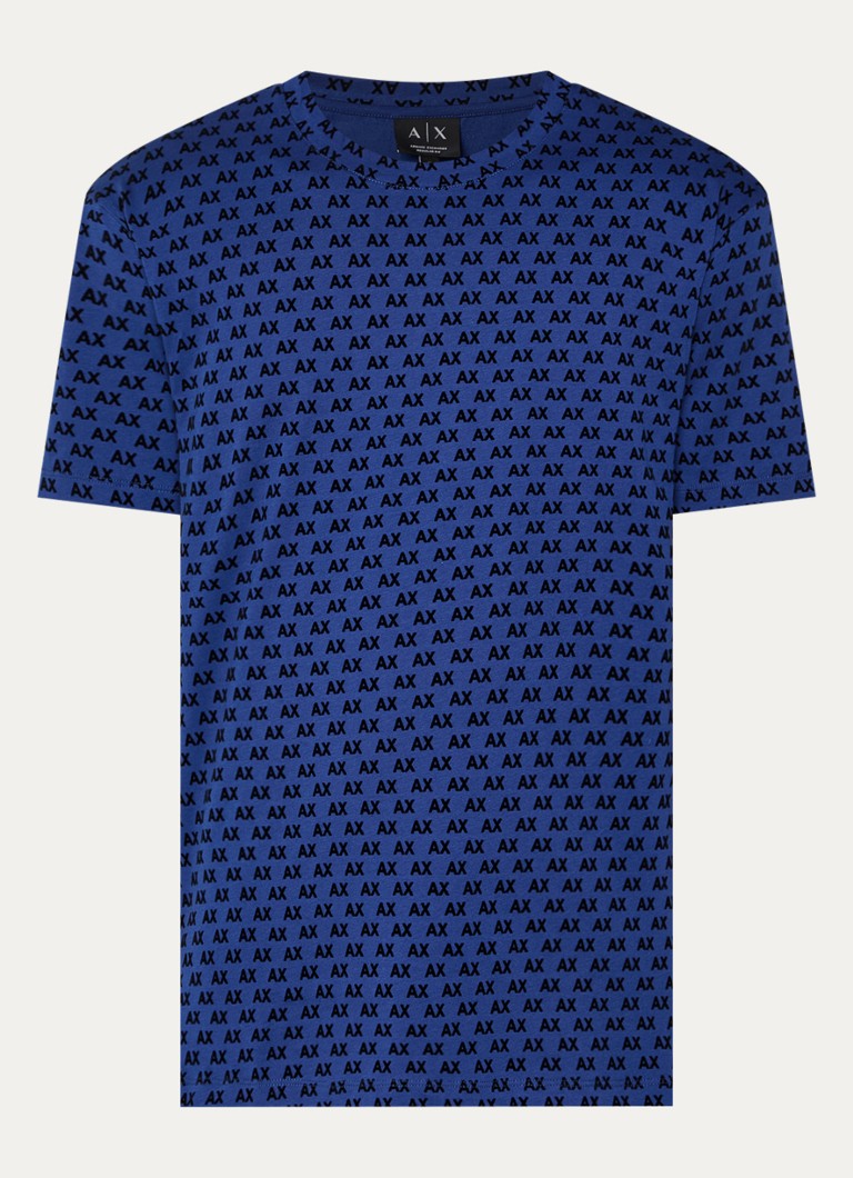 Armani Heren T-shirt met logoprint in de kleur Kobaltblauw