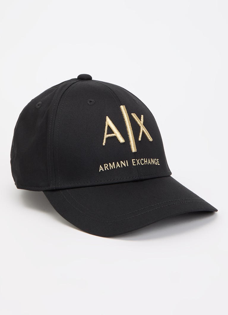 Armani Heren Pet met logoborduring in de kleur Zwart