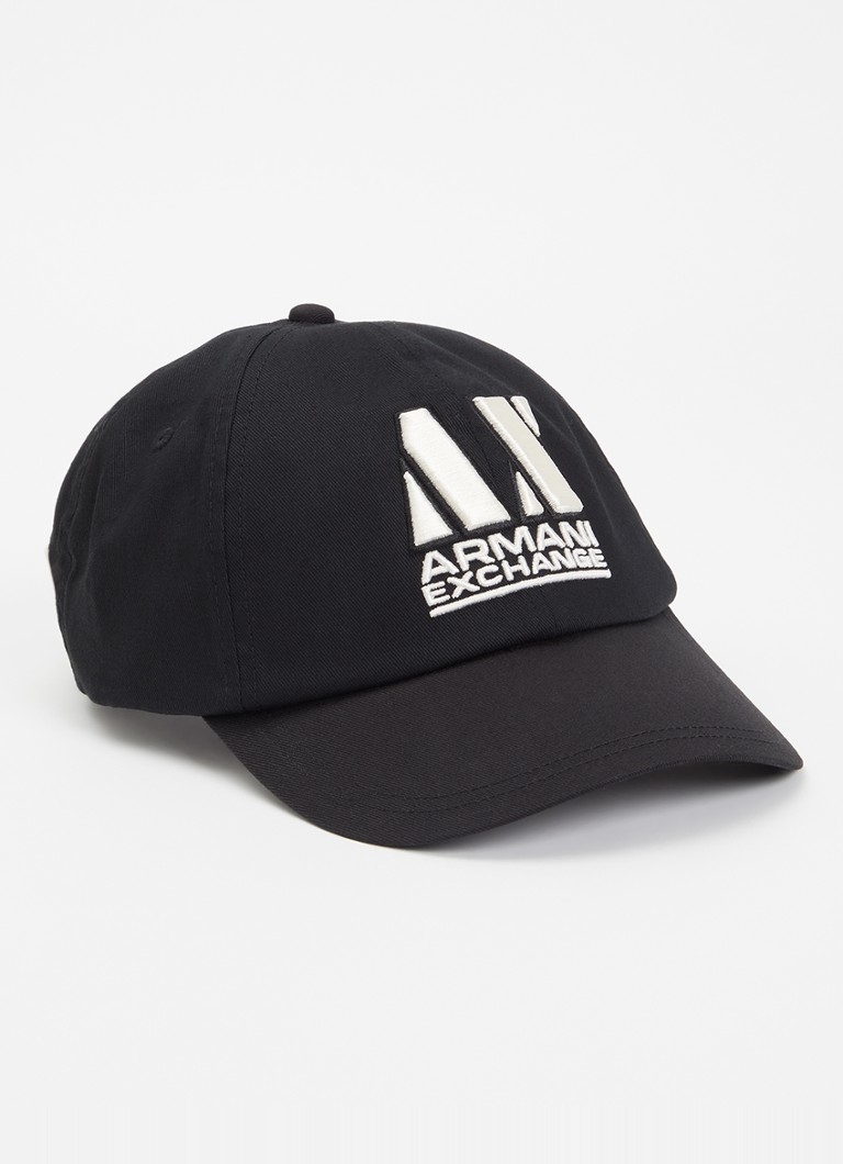 Armani Heren Pet met logoborduring in de kleur Zwart