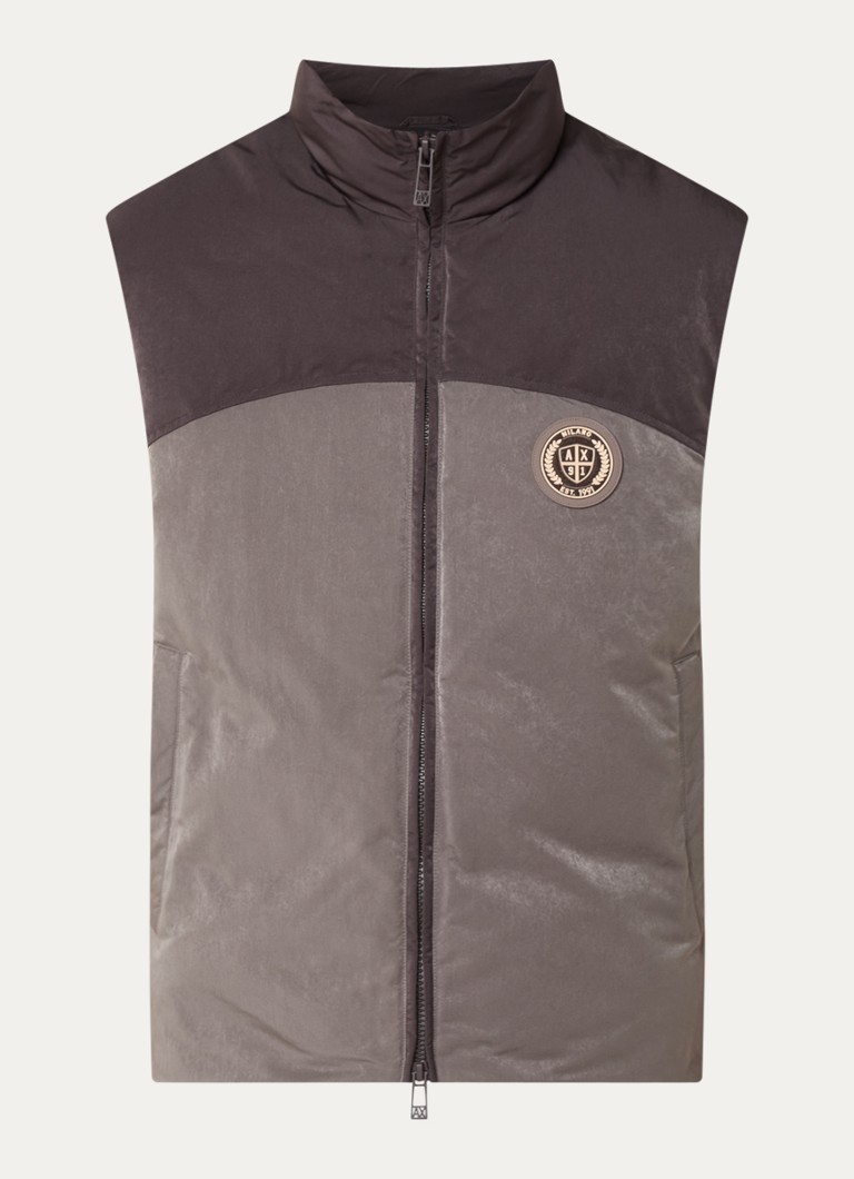 Armani Heren Gewatteerde bodywarmer met steekzakken in de kleur Antraciet