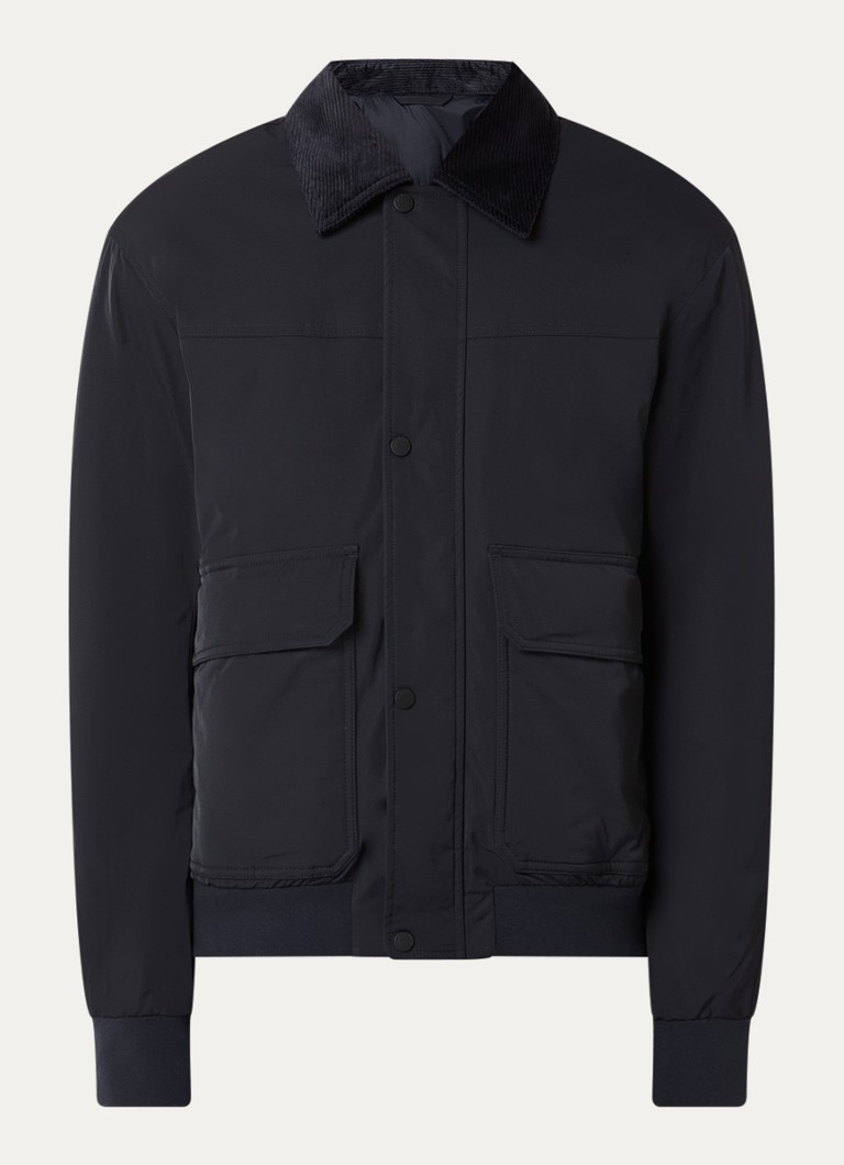 Armani Heren Gewatteerd jack met kraag van corduroy in de kleur Donkerblauw
