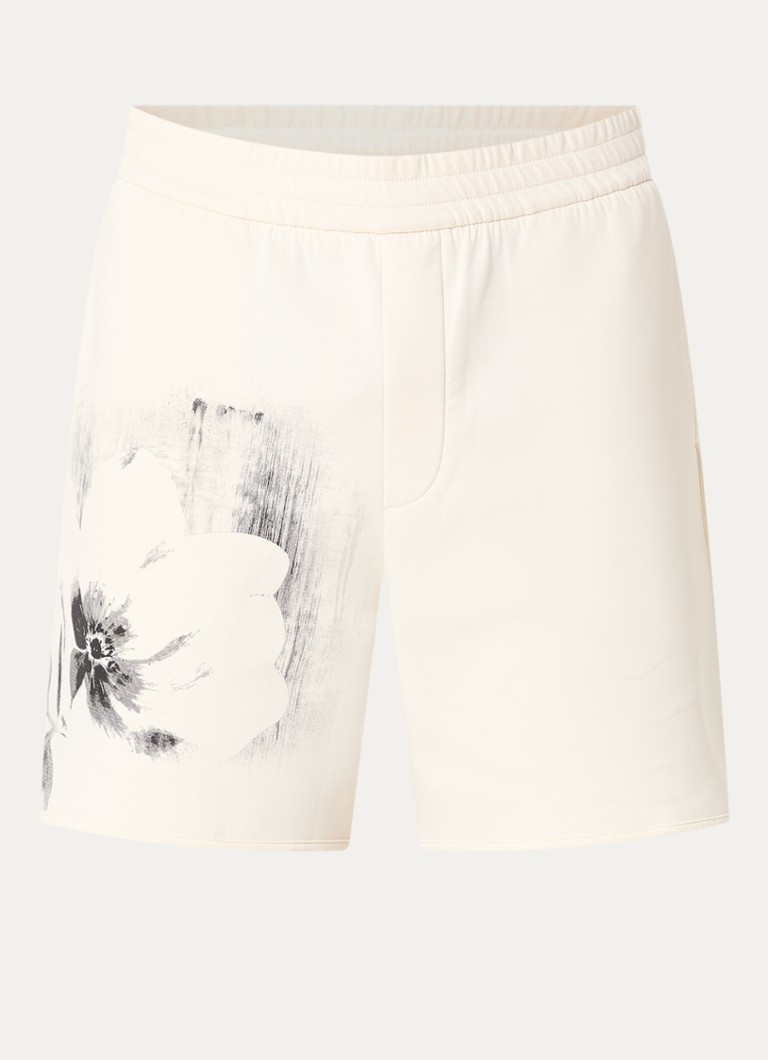 Armani Heren Wide fit korte joggingbroek met print in de kleur Gebroken wit