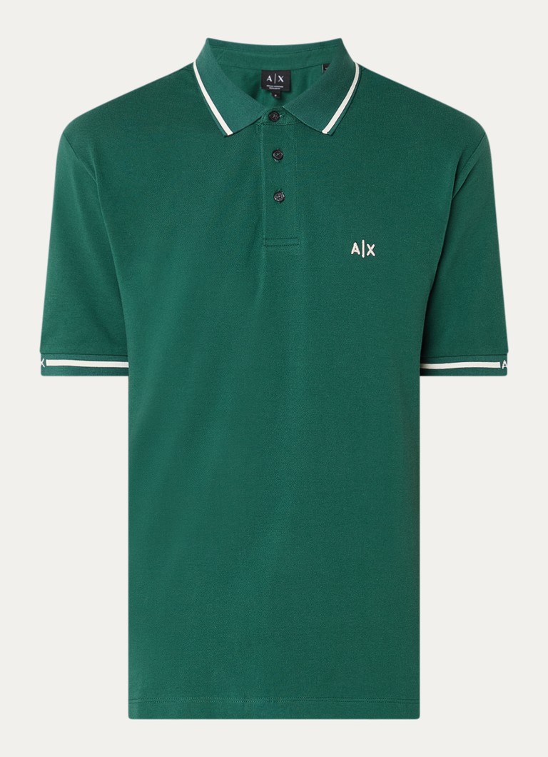 Armani Heren Regular fit polo van piqué katoen met logoborduring in de kleur Groen