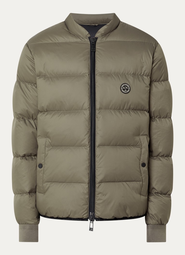 Armani Heren Puffer jack met donsvulling en steekzakken in de kleur Donkerbeige