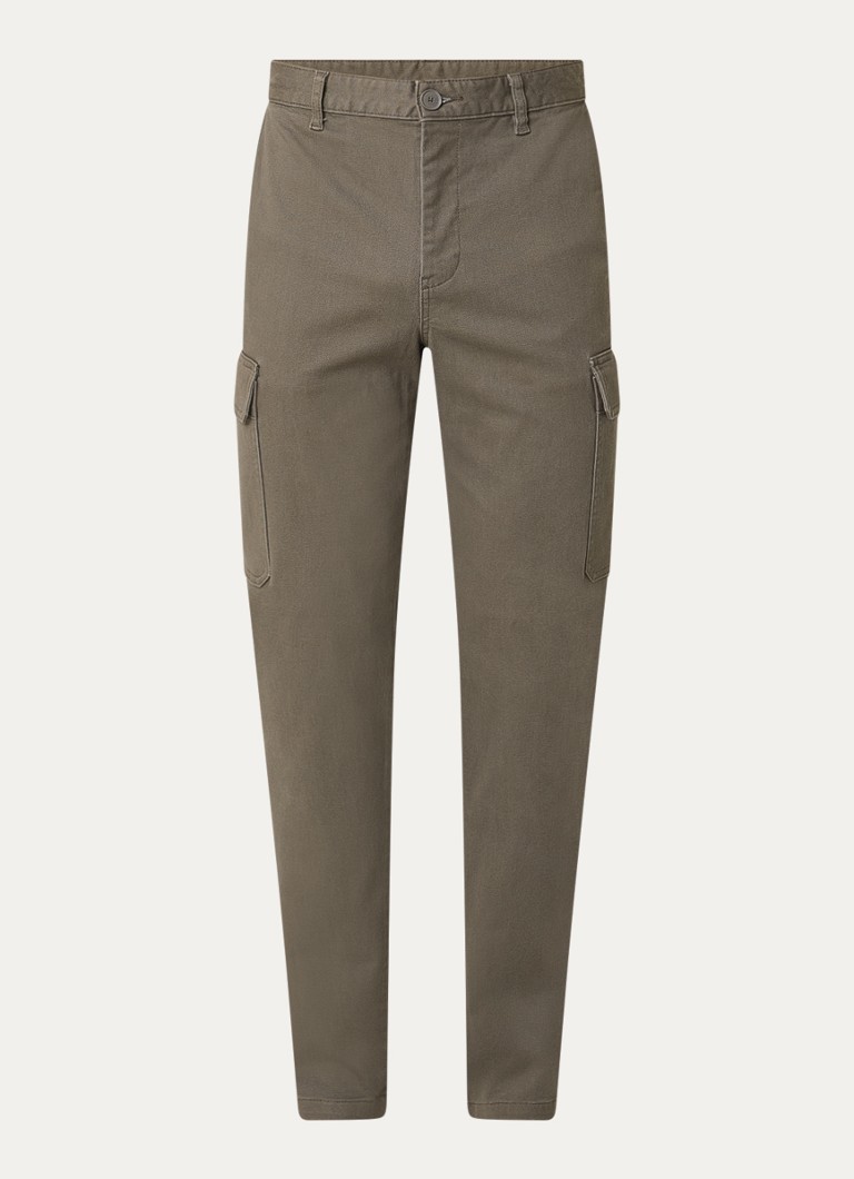 Armani Heren Straight fit chino met klepzakken in de kleur Donkerkhaki