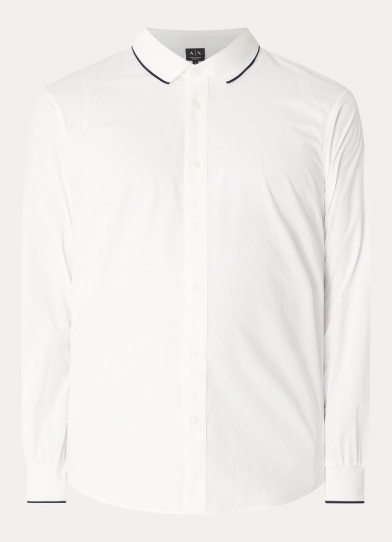 Armani Heren Regular fit overhemd met logoborduring in de kleur Wit