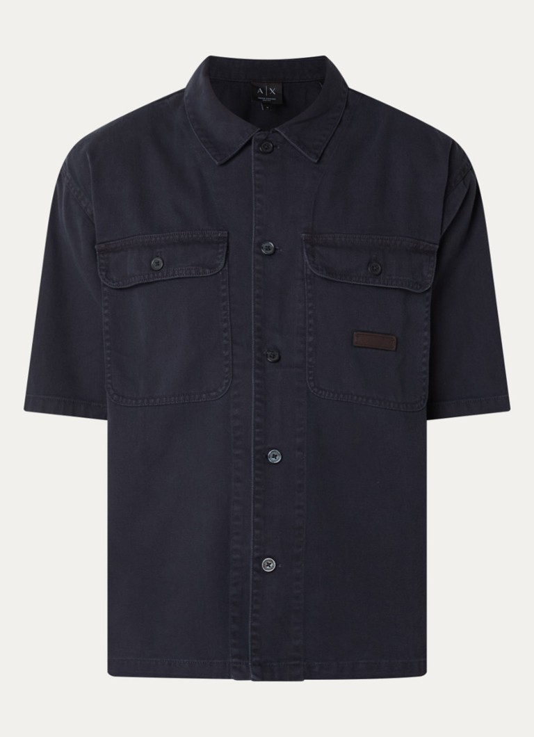 Armani Heren Regular fit overhemd van denim met borstzak in de kleur Donkerblauw