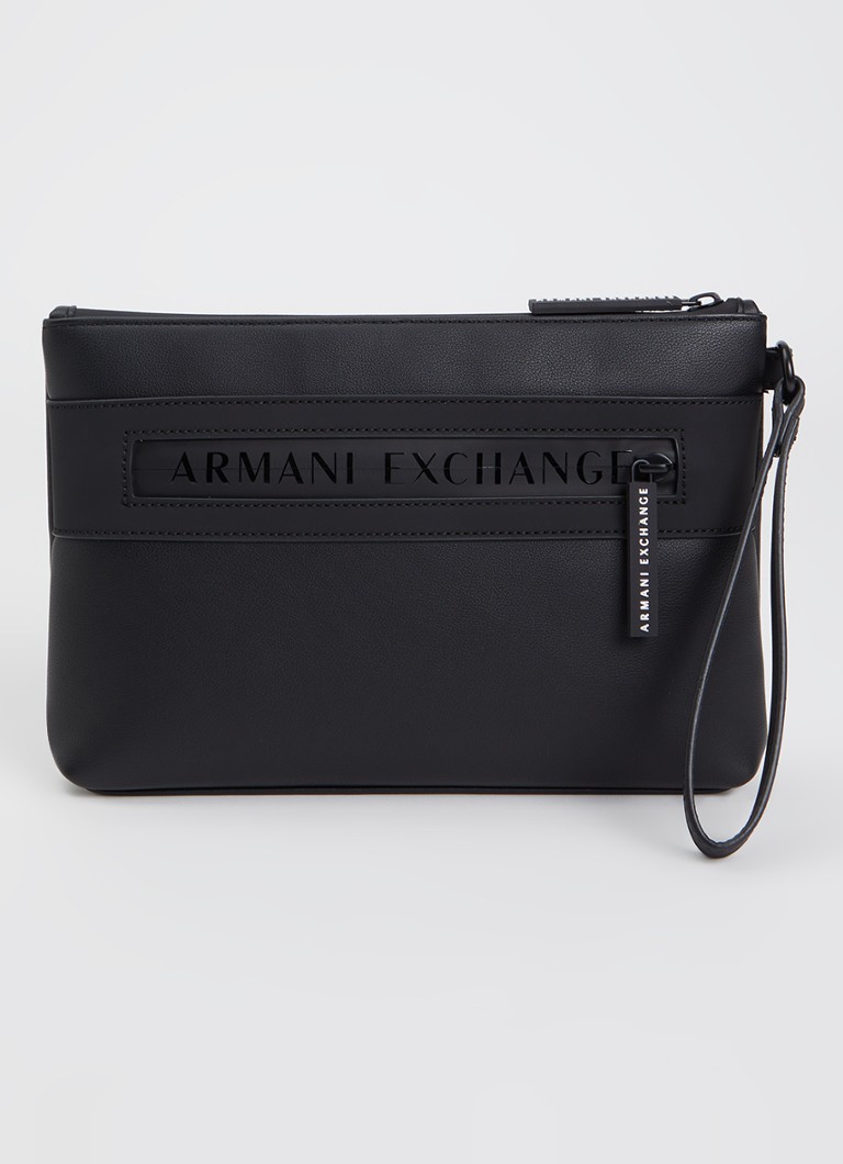 Armani Heren Wristlet Case clutch met logo in de kleur Zwart