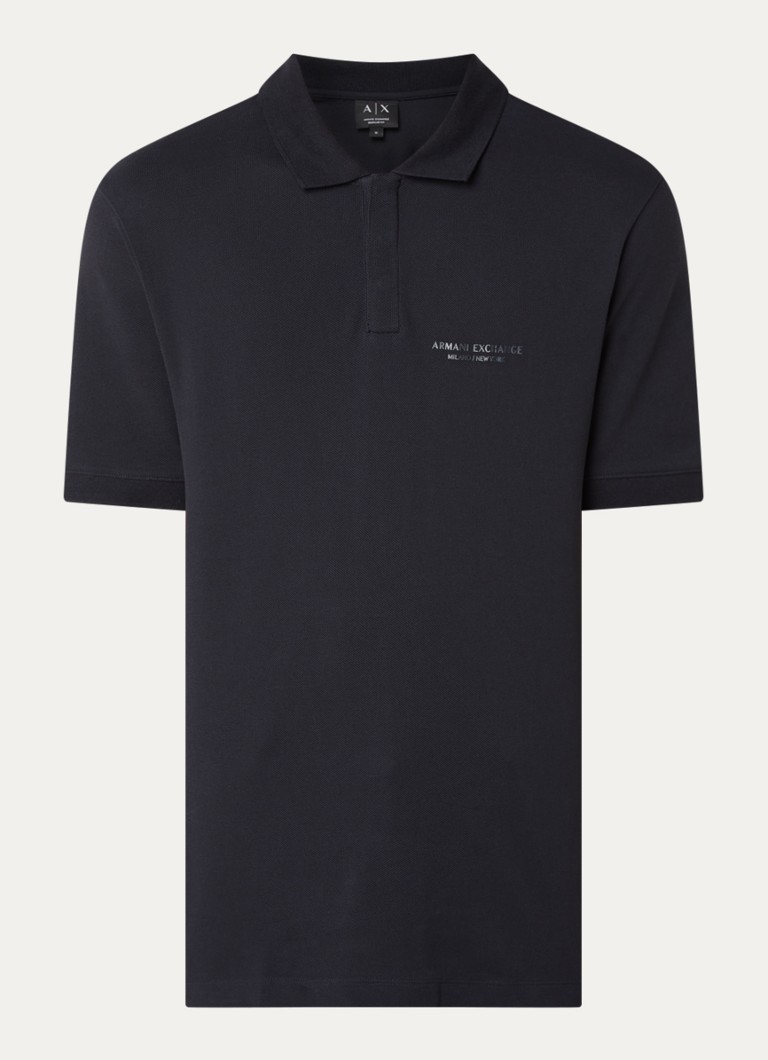 Armani Heren Regular fit polo met logo in de kleur Donkerblauw