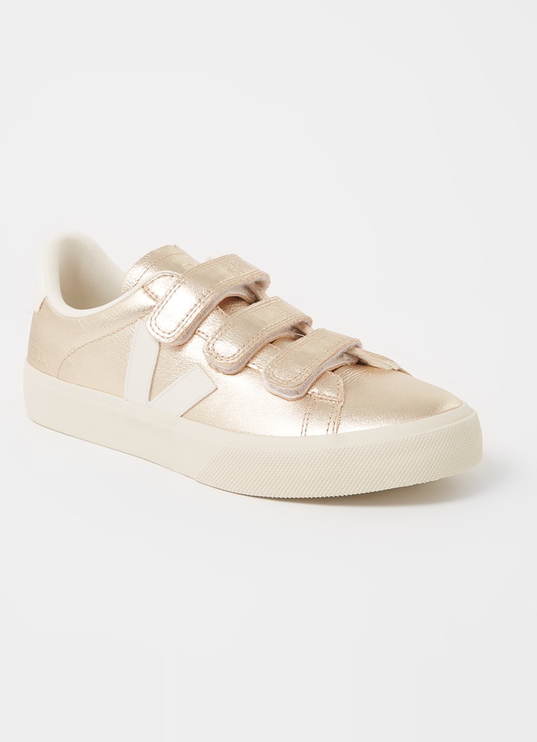 Veja Dames Recife sneaker van leer met metallic finish in de kleur Goud, maat: 37