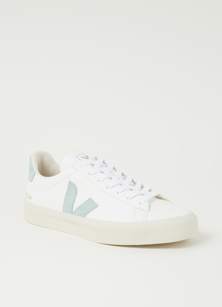 Veja Dames Campo sneaker van leer met suède details in de kleur Mint, maat: 42