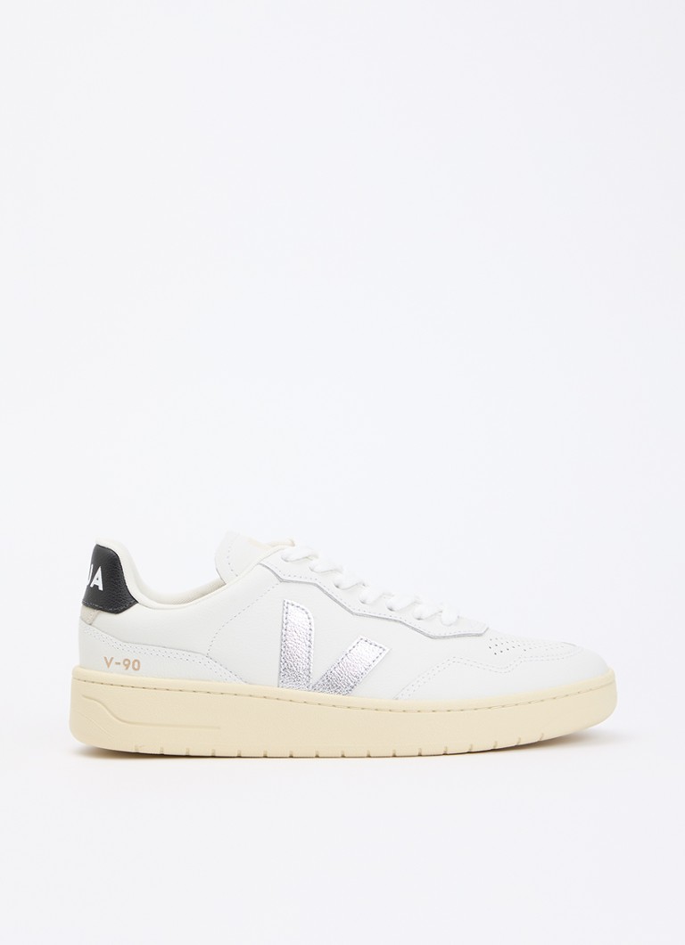 Veja Dames V-90 sneaker van leer met logo in de kleur Wit, maat: 39
