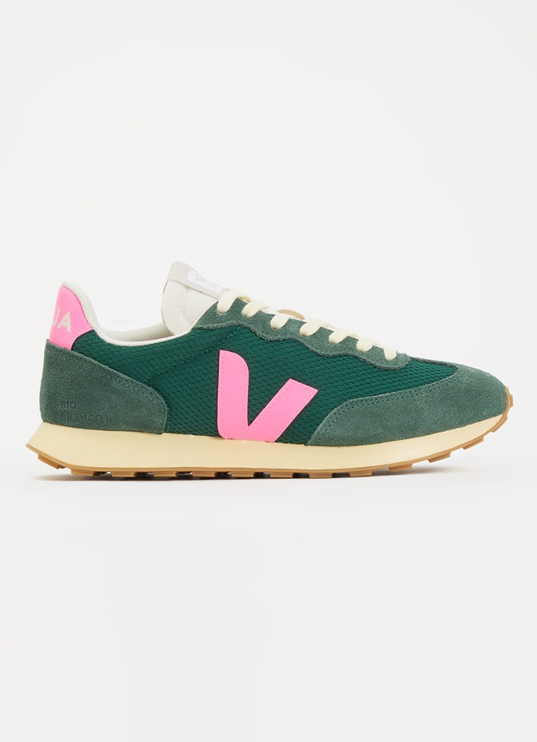 Veja Dames Rio Branco II sneaker met suède details in de kleur Groen, maat: 42
