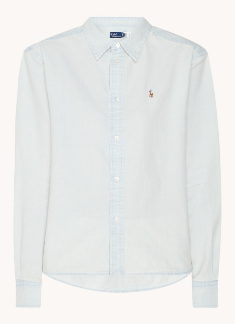 Ralph Lauren Dames Blouse van chambray met logo in de kleur Lichtblauw, maat: XS